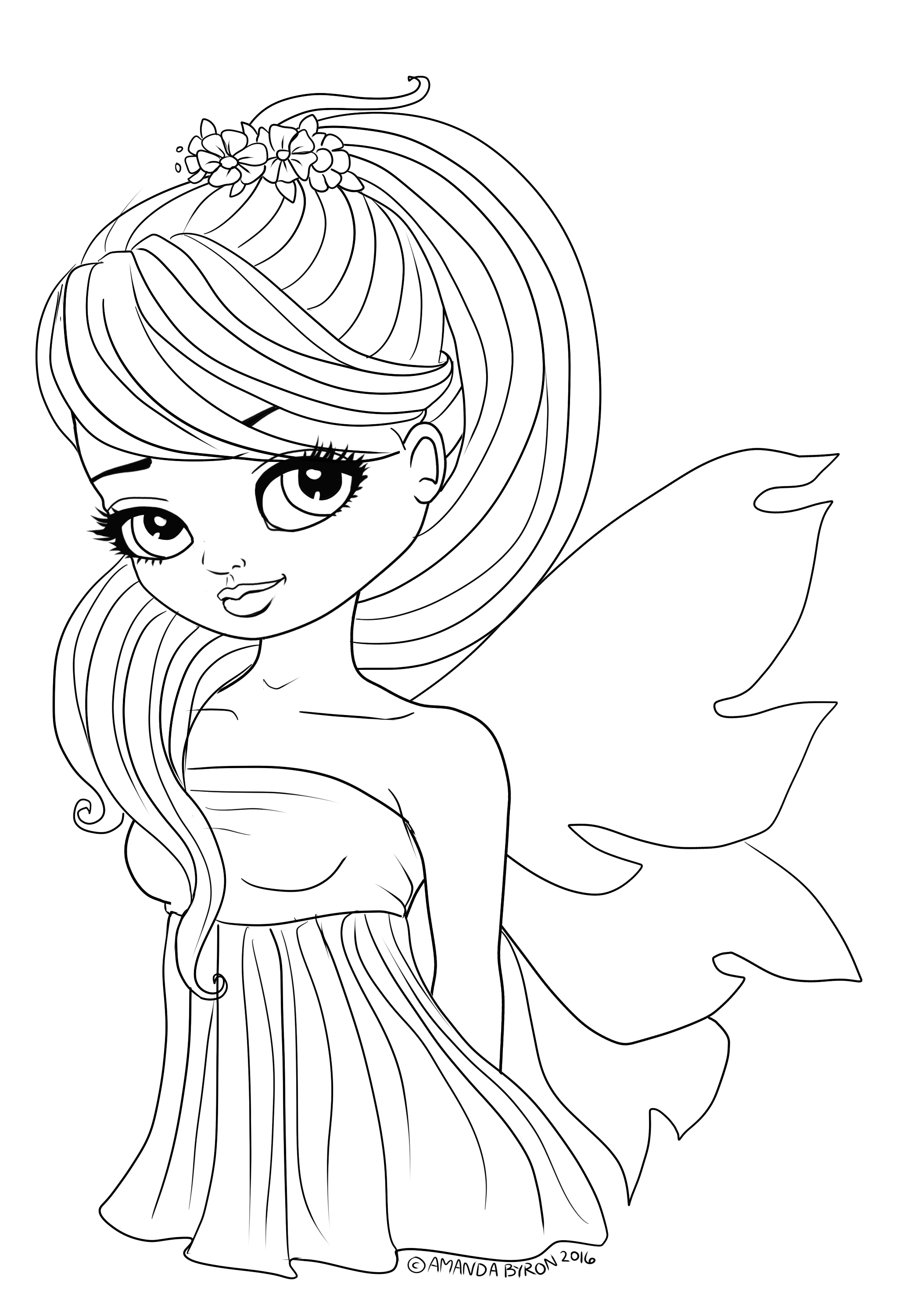 Free to Color Shy Fairy