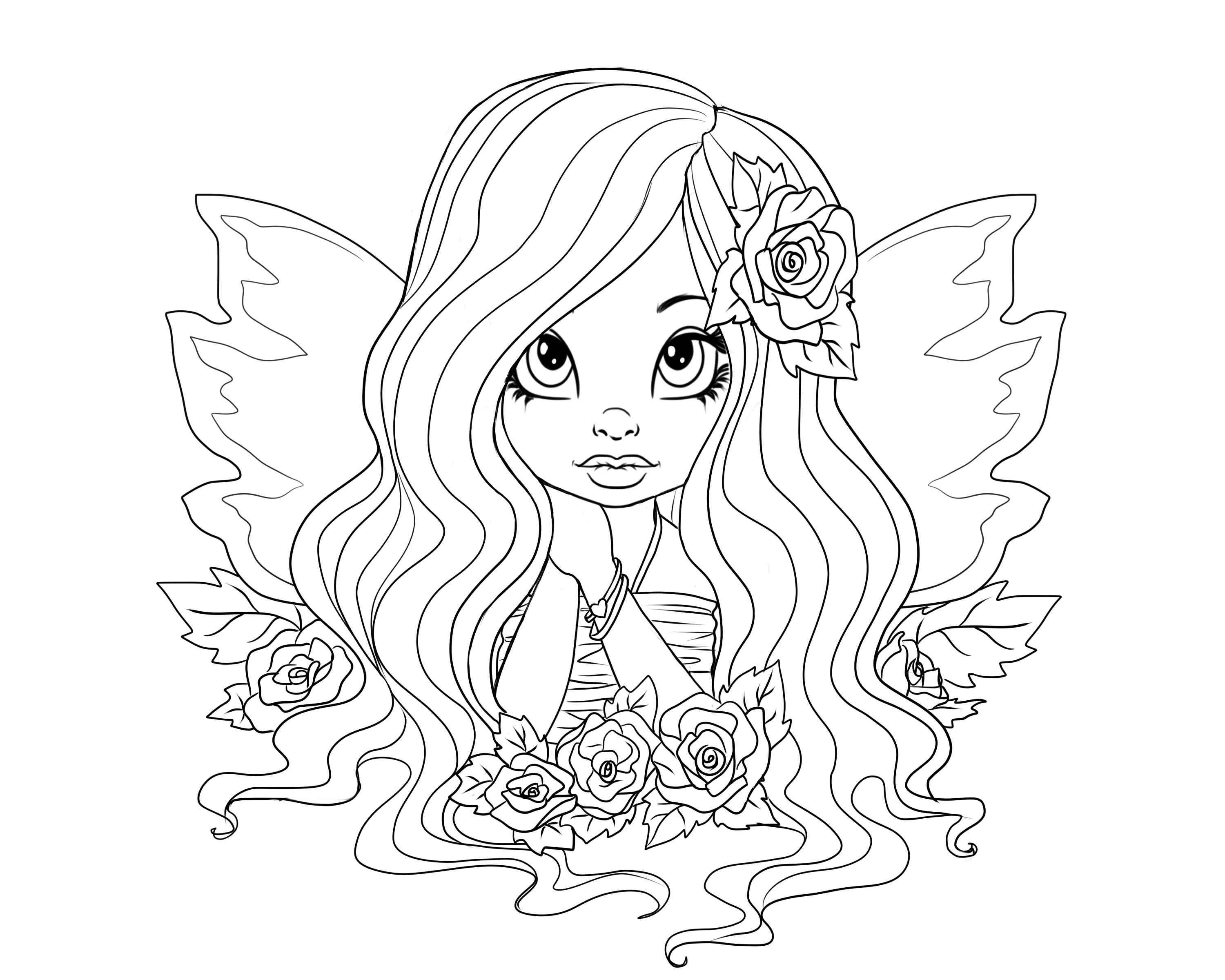 Free to Color Rose Fairy