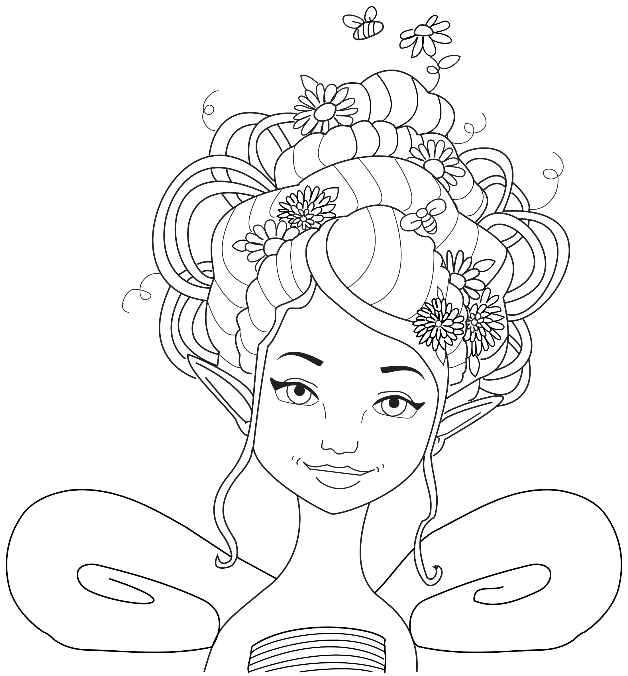 Free to Color Queen Bee Fairy