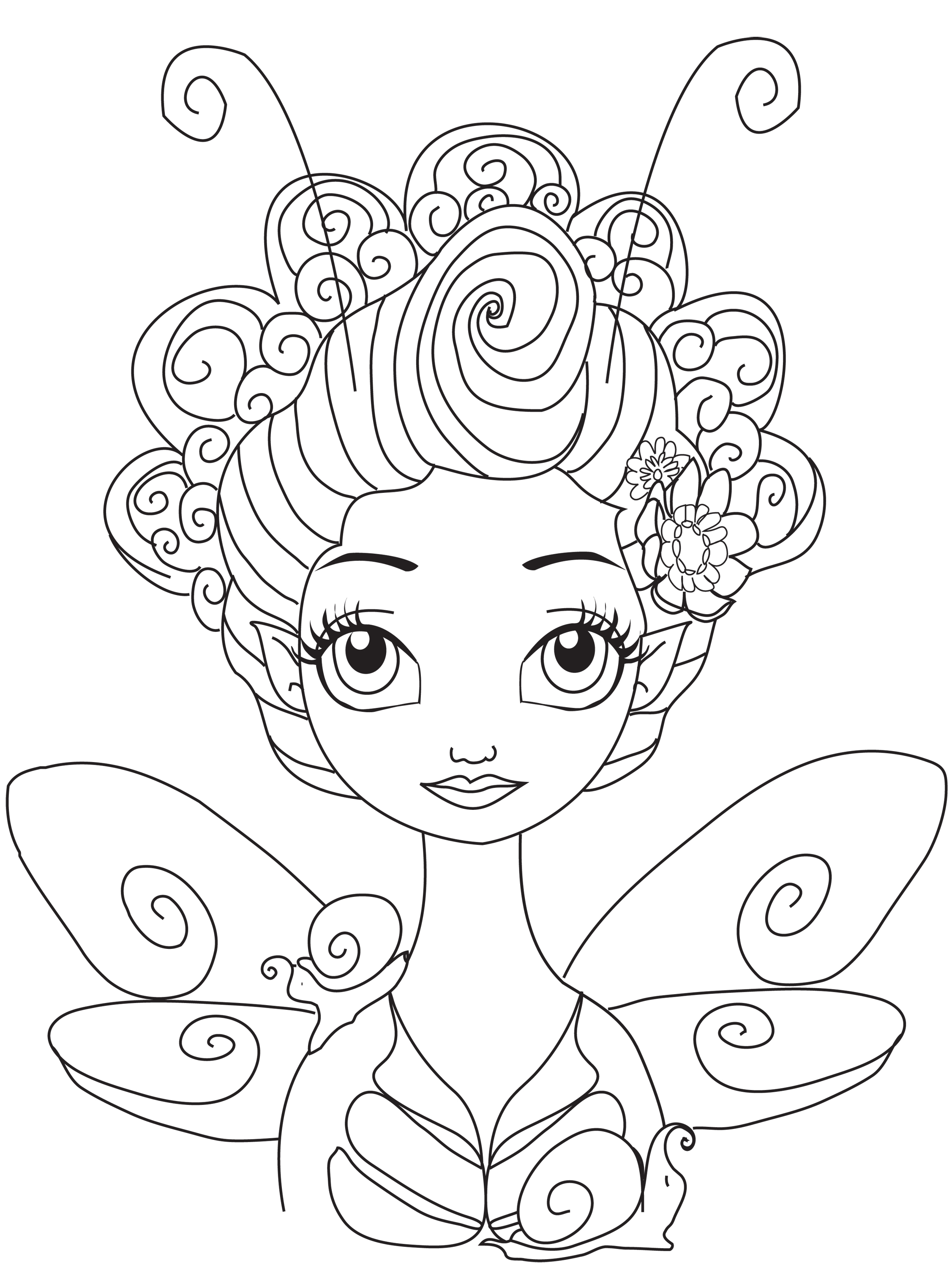 Free to Color Snail Queen Fairy