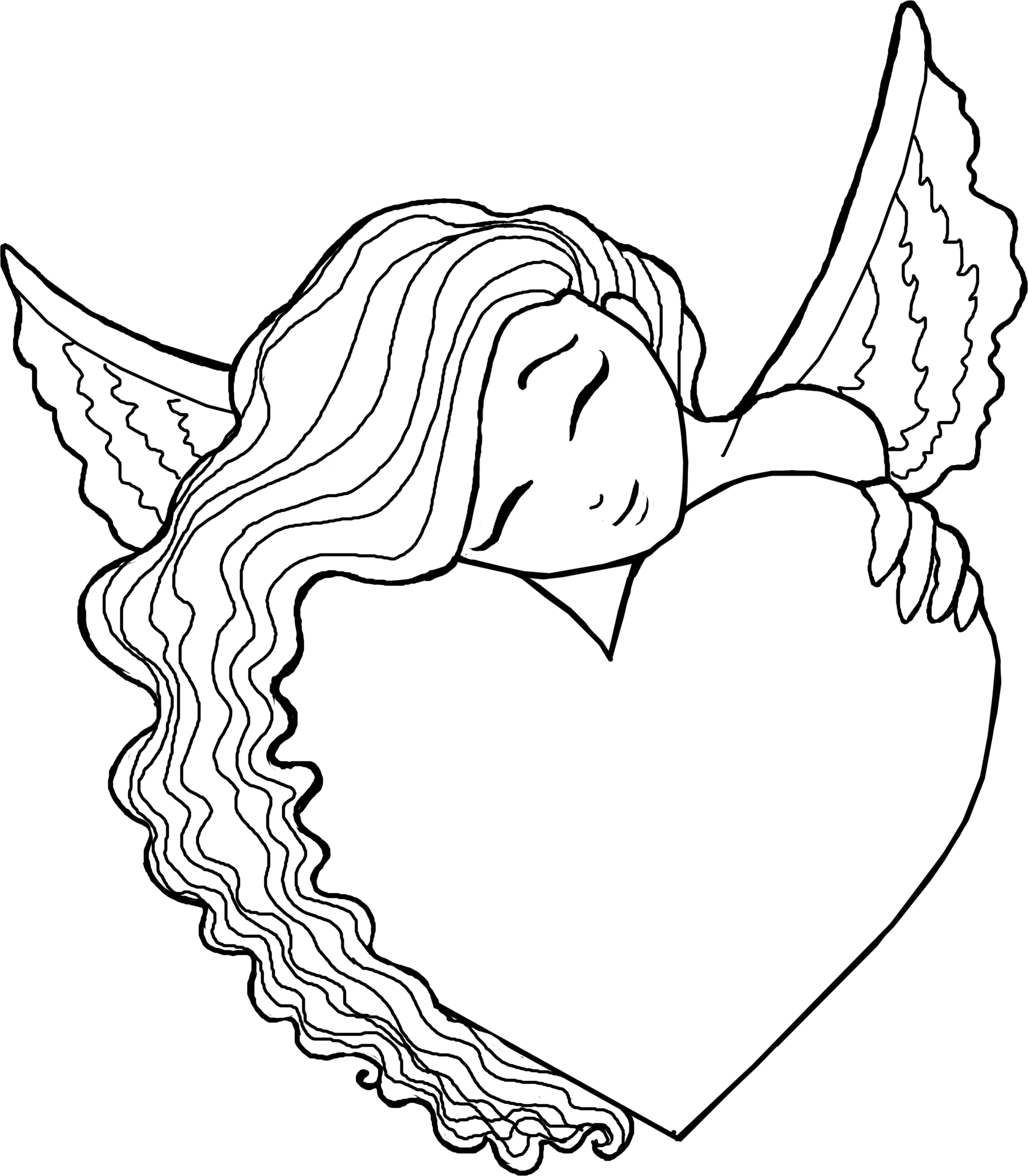 Free to Color Valentine's Day Angel Heart