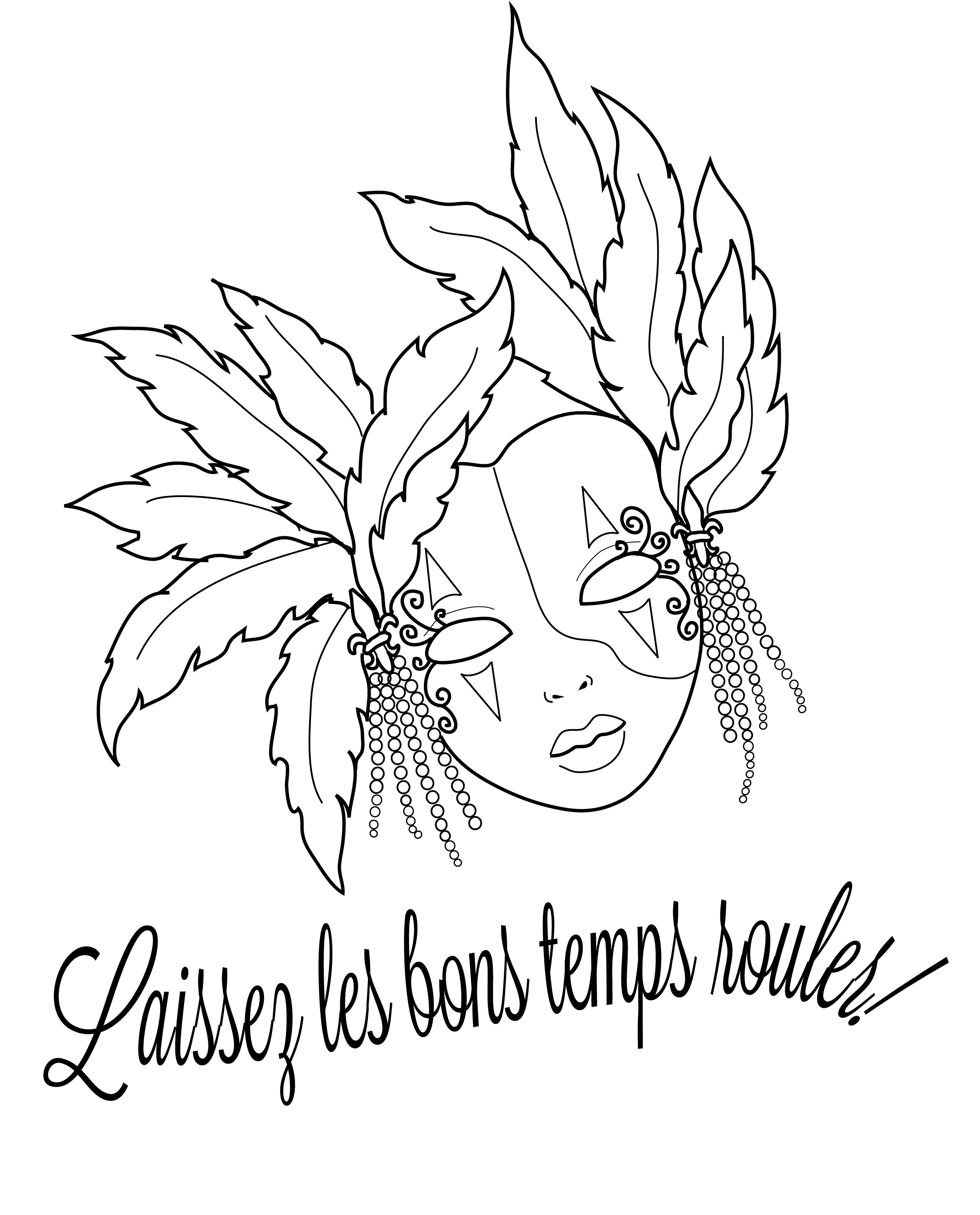 Free to Color Mardi Gras Mask