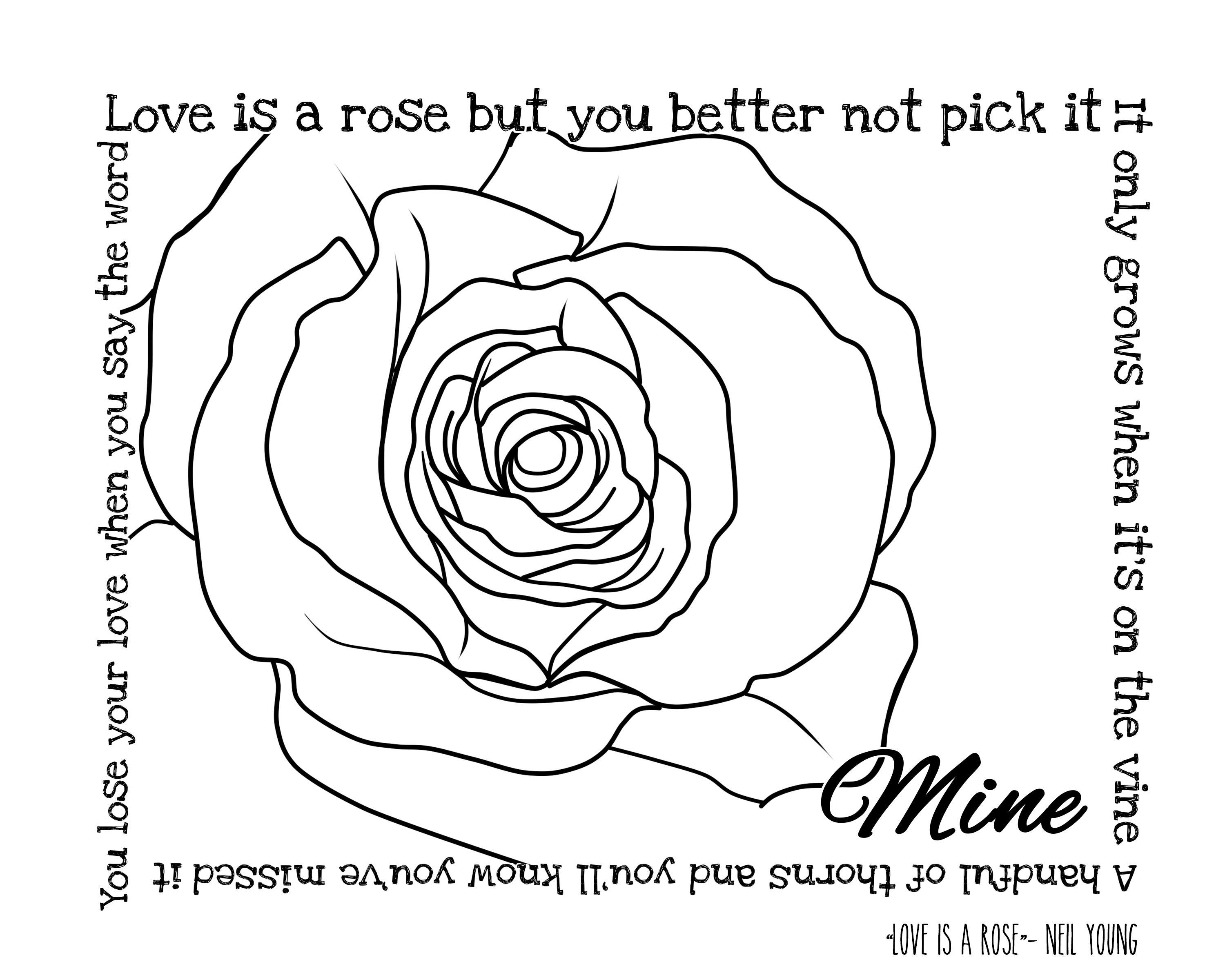Free to Color Valentine's Day Rose