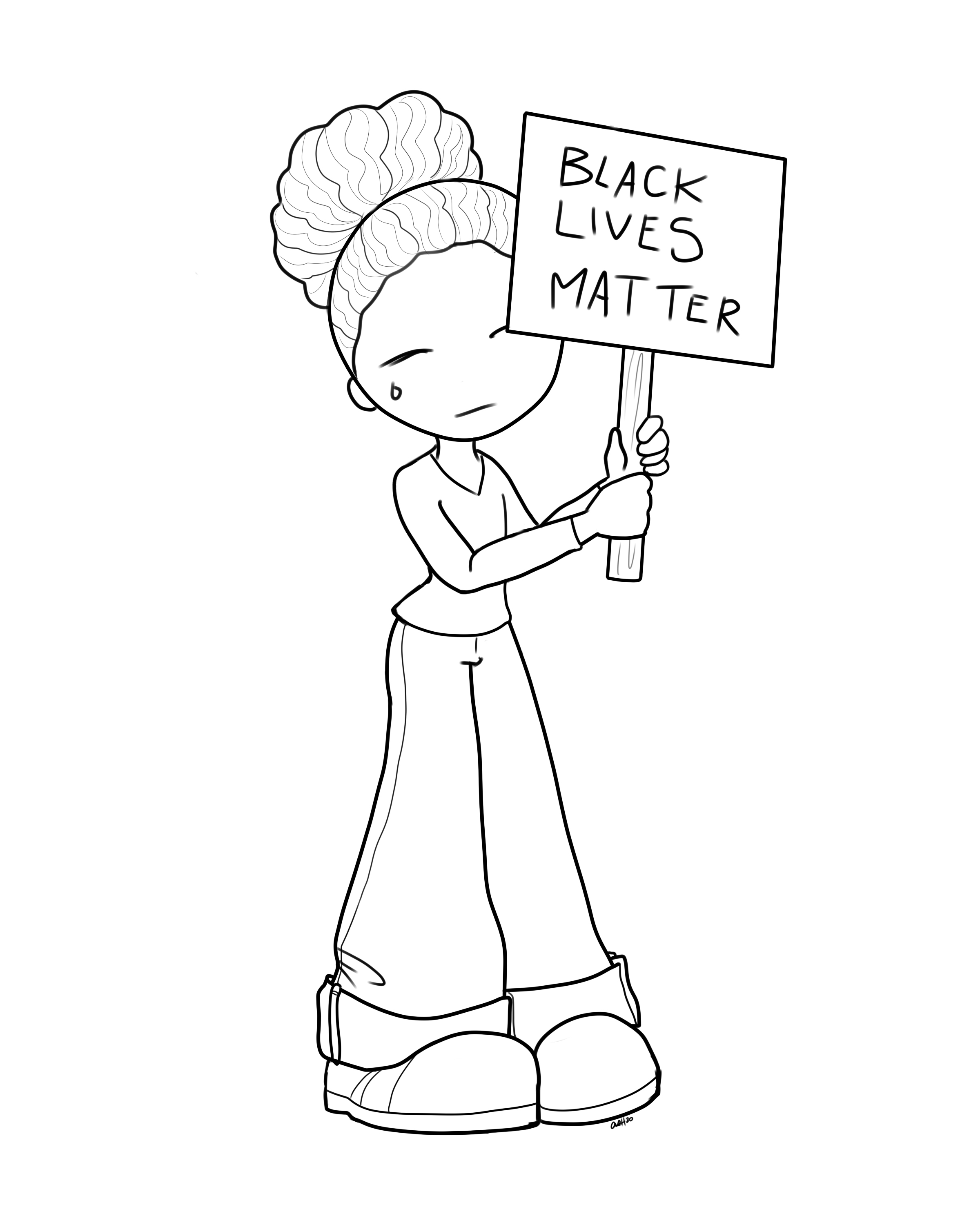 Free to Color Black Lives Matter Girl Hair Up