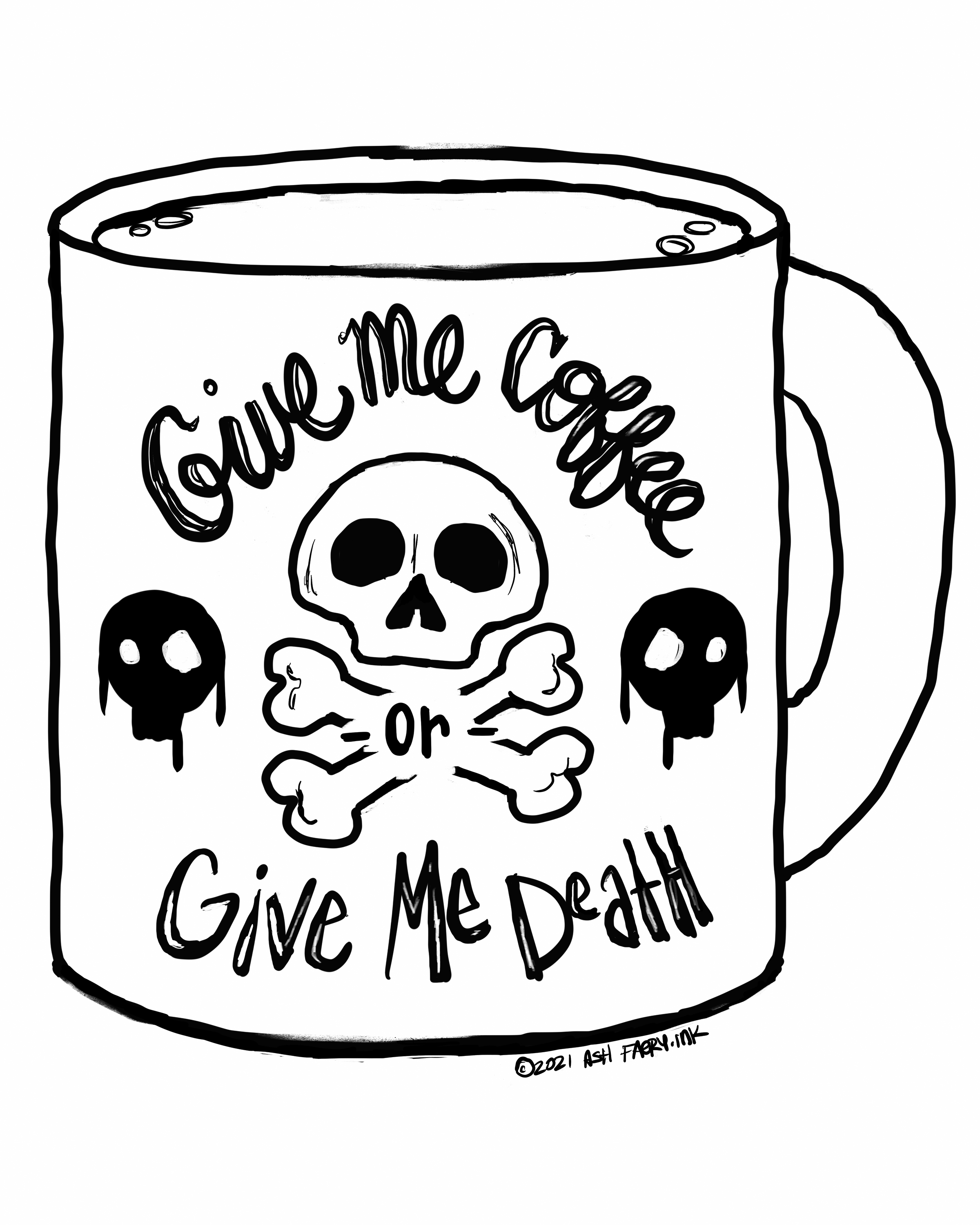 Free to Color Black Coffee or Death